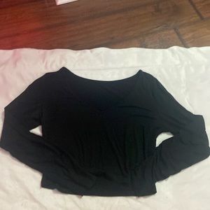 White, Brown, and Black long sleeve crop shirts came in a set
